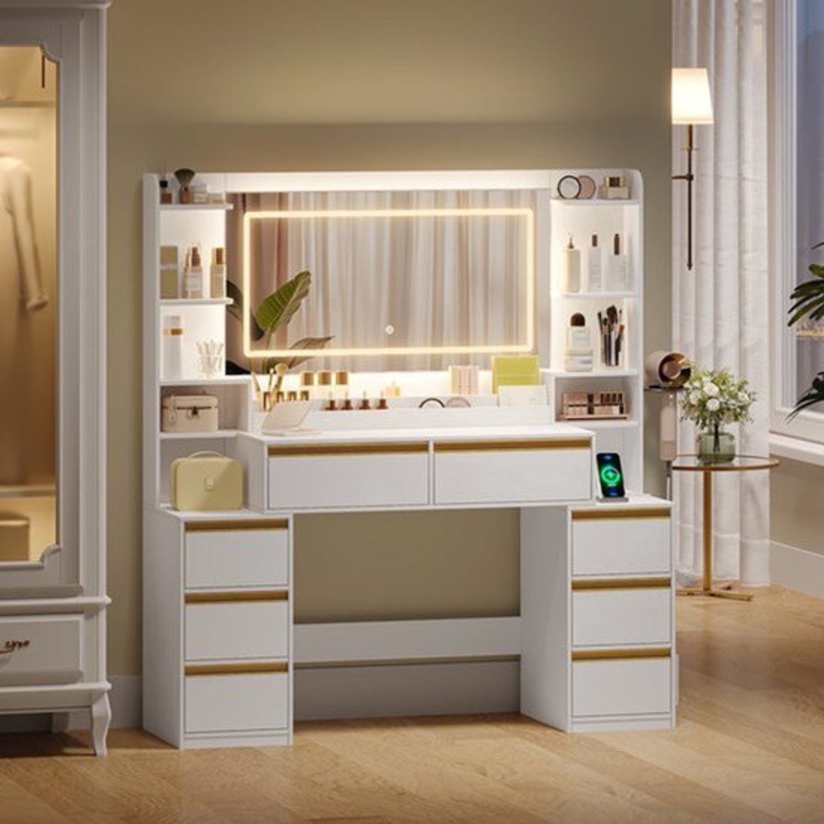 Kaptafel – Make-up Tafel – Toilet Tafel – Schminktisch – Dressing Table – Wit – Modern Des