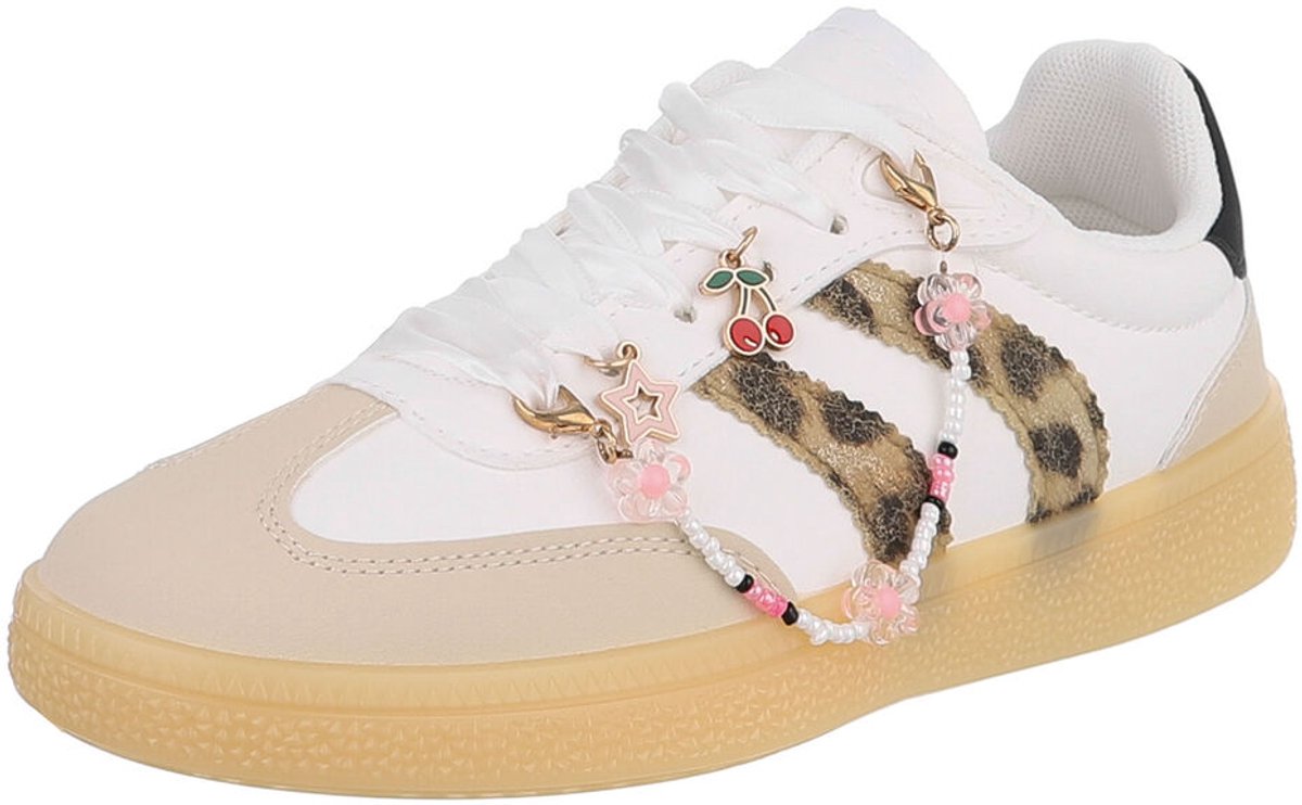 Sneaker - Vetersluiting met bedels - Dames en tieners Mt:37