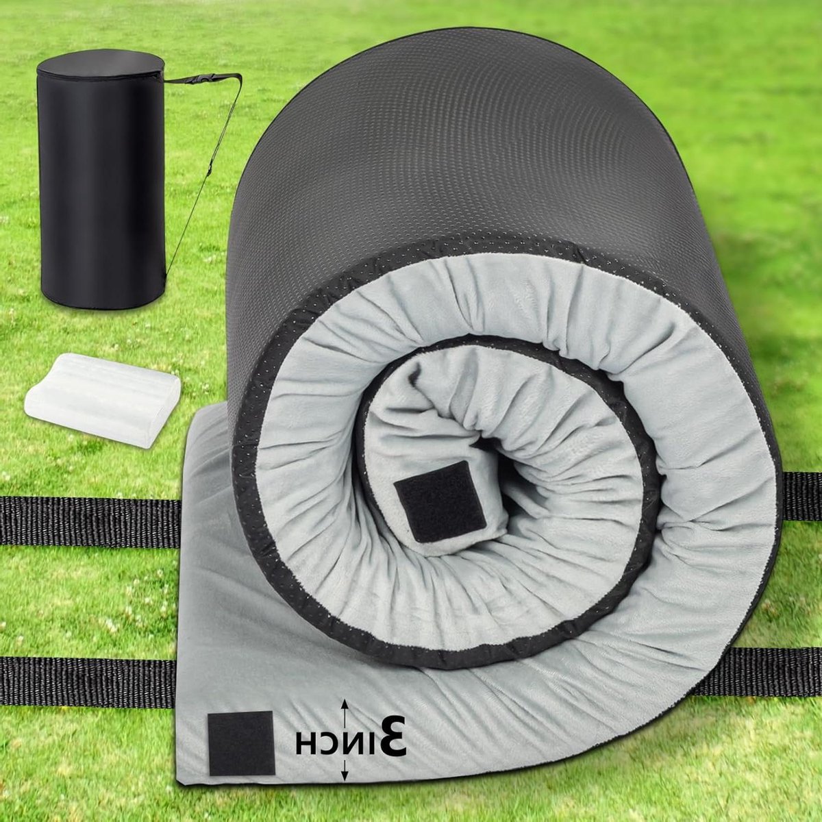 Traagschuim Slaapmat - Opvouwbaar Bed - Comfortabel Kamperen - Waterdichte Hoes - 190 cm Lengte - Grijs