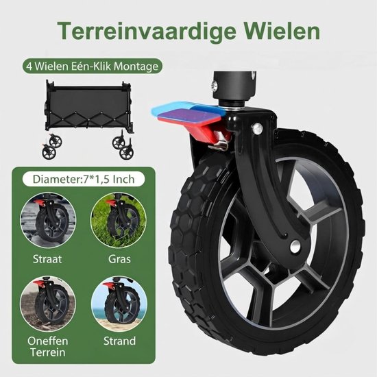 Bolderkar met Dak - Opvouwbare Handkar met Dak - Handkar met Zonnekap - Zwart - 97cm x 51cm x 96cm — afbeelding 5