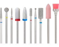 FOOCCA® Premium Keramische en Diamanten Nagelfrees Bitjes - Mix 10 Stuks - Keramisch Bitjes - Diamond Bits - Diamant - Diamanten - Elektrische Nagelvijl Opzetstukjes - Diamanten Bits - Manicure en Pedicure Nagel Bitjes