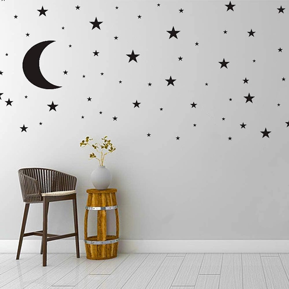 SnelShoppen - Moon and Stars Wandsticker Vinyl Sticker, Verwijderbare Kinderen Art DIY Sticker Muurdecoratie voor Jongens Meisjes Baby Kamer, Goede Na