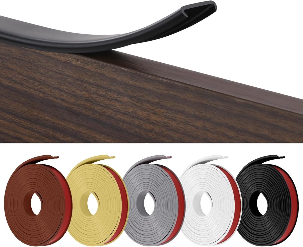 SnelShoppen - Flintronic U-Shape Zelfklevende Soft Plint Tape voor Keuken Badkamer Meubelrand Tape Flexibel TPE Vouwbare Hoekbeschermer voor Kast Rand