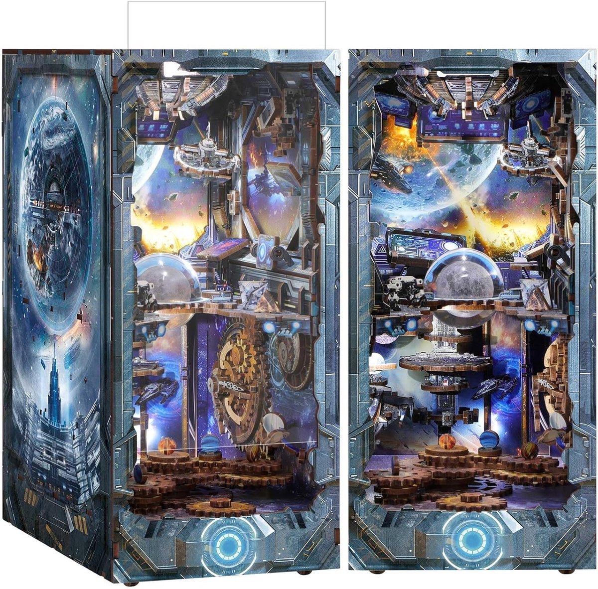 SnelShoppen - DIY Book Nook Kit - Doomsday Starship 3D Puzzles met LED Licht - Boekenkast Decor met Stofafdekking voor Volwassenen