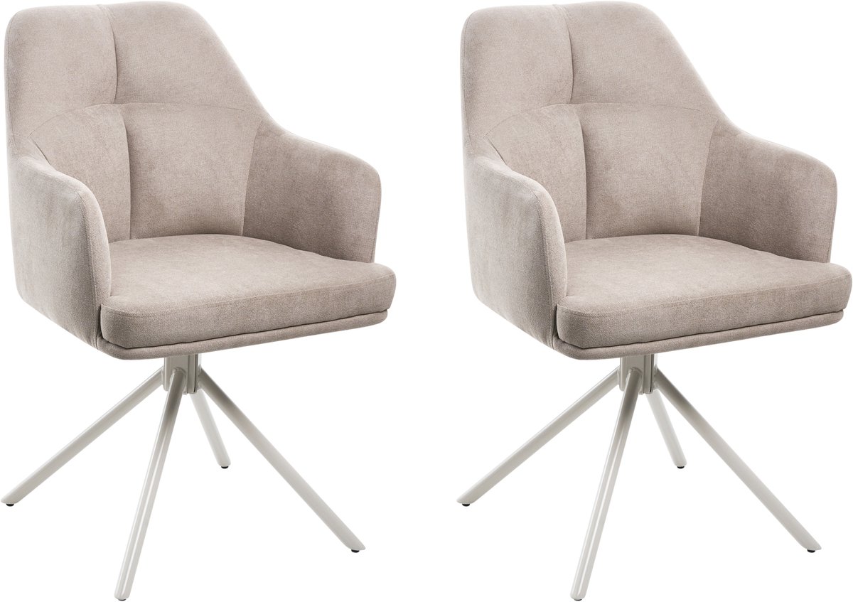 MIRA - Eetkamerstoel set van 2 - Taupe - Polyester