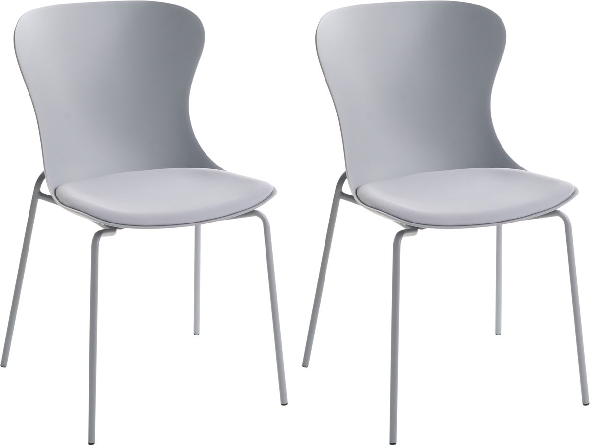 PITSBURG - Set van 2 eetkamerstoelen - Grijs - Polypropyleen