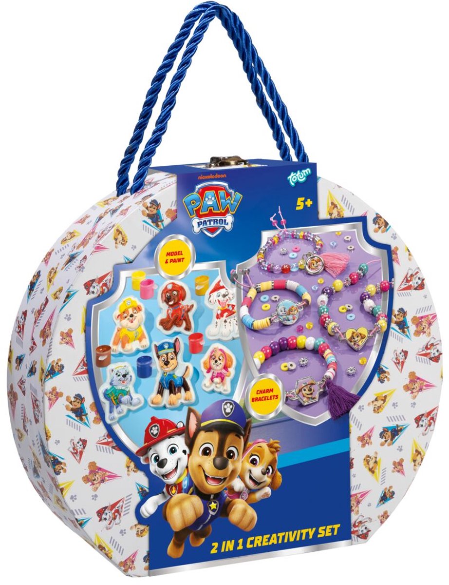 Paw Patrol speelgoed knutselkoffertje Totum gipsfiguren en armbandjes maken - knutselset 2 in 1 gieten verven sieraden maken cadeau tip