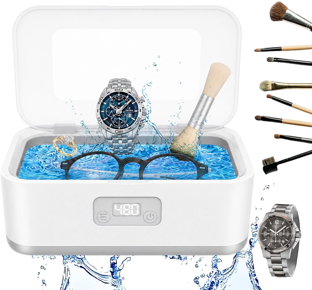 Ultrasoonreiniger - Brillenbad - 49000Hz - 800ml - 5 Standen - Touchscreen - 360° Reiniging - Ultrasone Reiniger voor Brillen, Sieraden en Juwelen