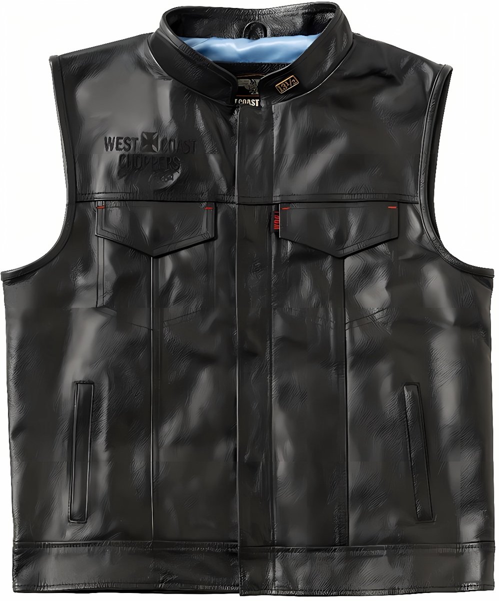 WCC West Coast Choppers Herenvest Collab 131/2 Leather Cfl Riding Vest WCCJS161ZW