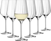 Ritzenhoff Wijnglazen Witte Wijn - 6 Stuks - 380 ml - Luxe Wijnglazen - Geribbeld Glas - Geschikt voor de Vaatwasser