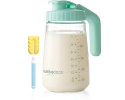 Vulpes Goods® Babycare - Milk Pitcher – Melkkan met Deksel – Moedermelk Bewaarfles Glas – ook Voor Babyvoeding & Formula – Lekvrij – BPA-vrij – 1000 ml - Incl. Schoonmaakborstel