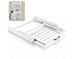 Morelia® Tussenstuk Wasmachine Droger Inclusief Droogrekplank & Spanband - Stapelkit Wasmachine Droger - Universeel - Wit