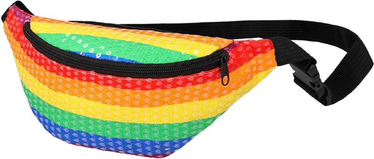 New Age Devi - Heuptasje Sequins regenboog - Volwassenen/Unisex - Festival/Pride - Glitter Fanny pack!