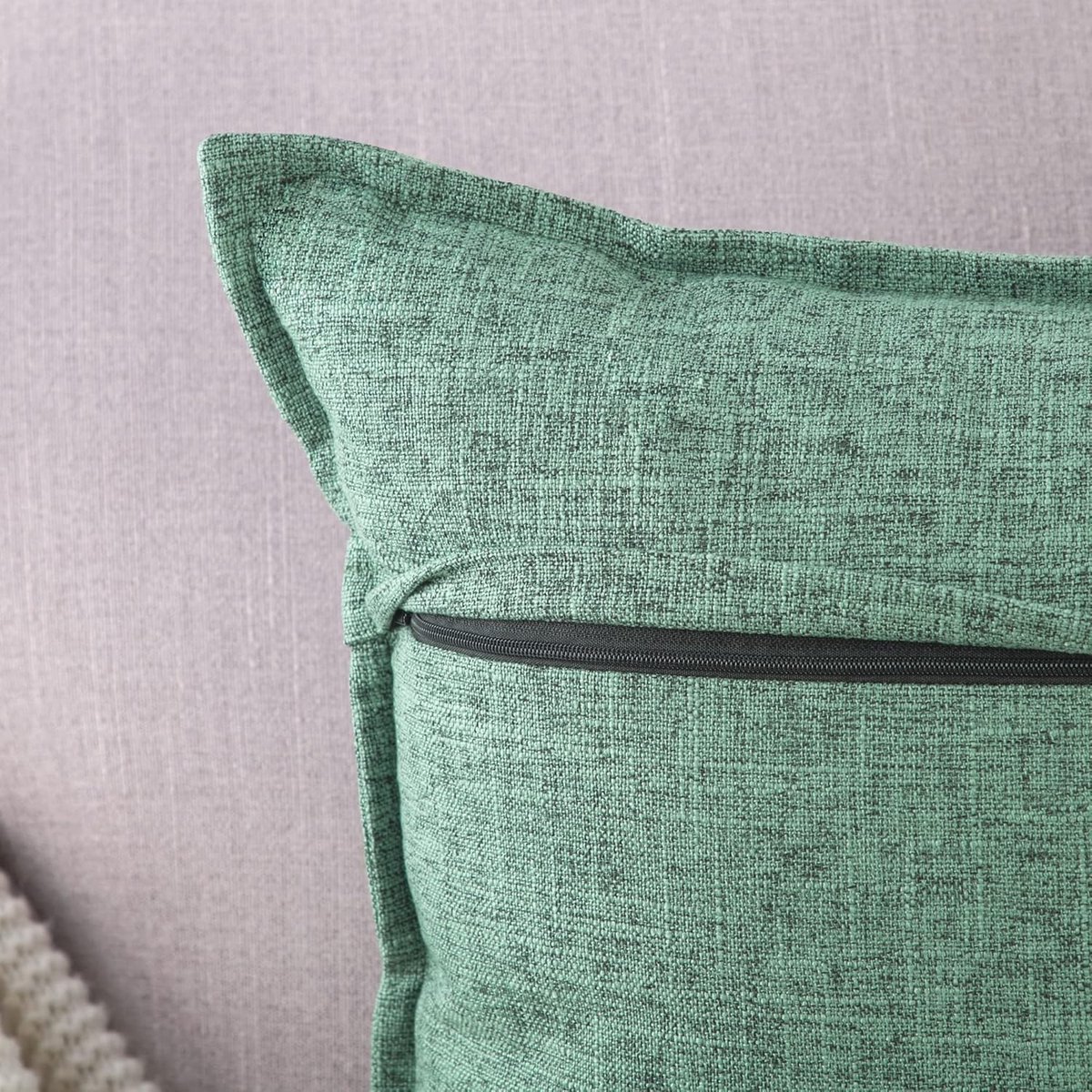 SnelShoppen - Set van 2 Imitatie Linnen Kussenslopen 50x50cm Groen - Zachte Decoratieve Kussenhoezen voor Sofa en Slaapkamer - Duurzaam Polyester