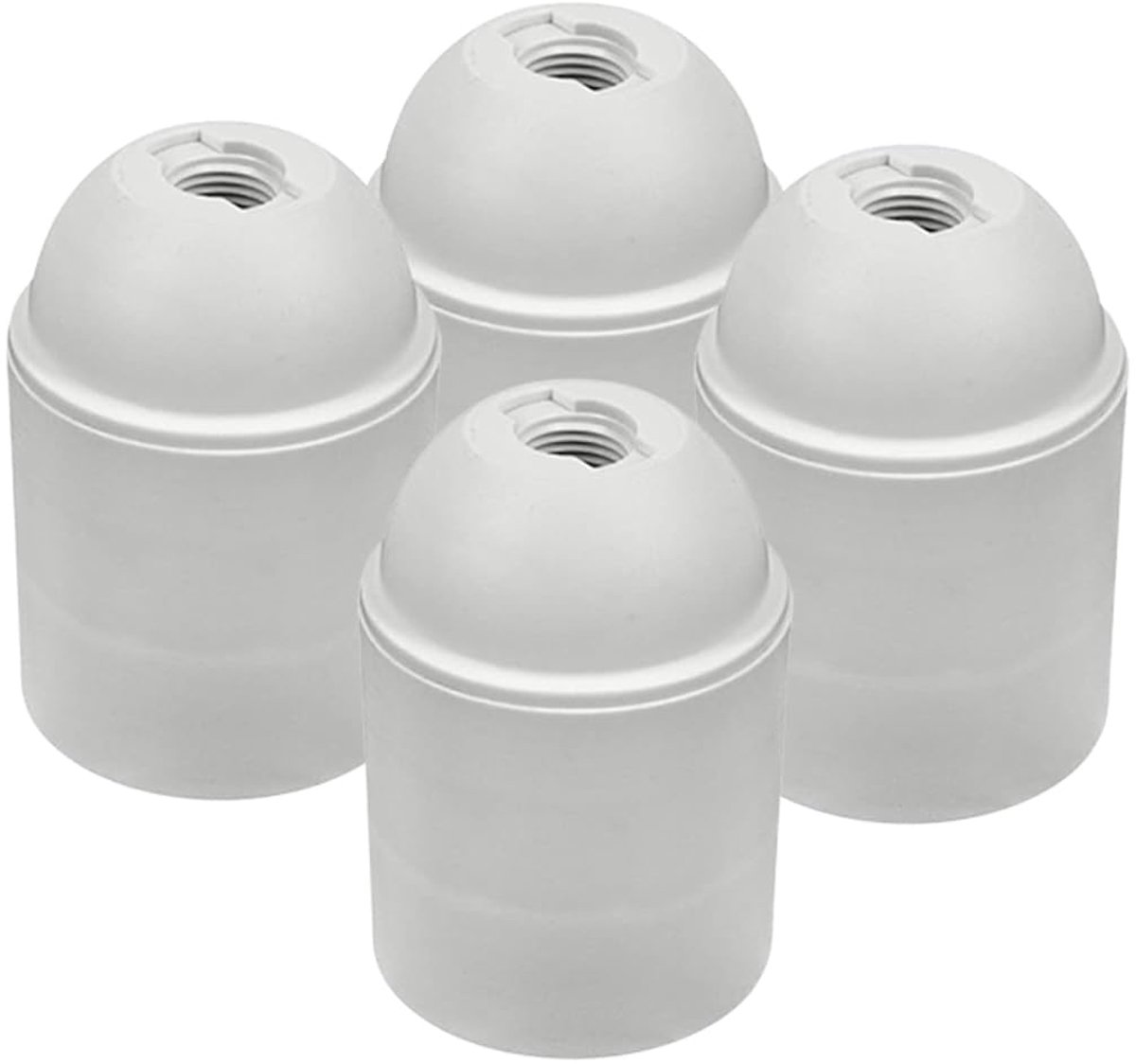 SnelShoppen - Set van 4 E27 Lamp Fittingen, Wit, Thermoplastisch, M10 x 1 Draad, Eenvoudige Montage, Duurzaam en Veelzijdig voor Open Lampen in Huis e