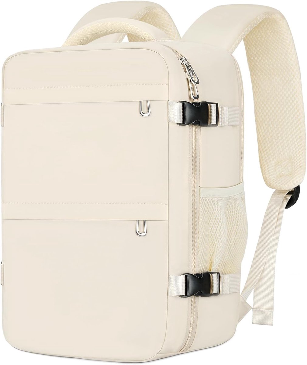 SnelShoppen - Ryanair Backpack 40x20x25 cm - Multifunctionele Reistas voor Handbagage - 20L Rugzak voor Vrouwen en Mannen - Off-White Reisrugzak voor