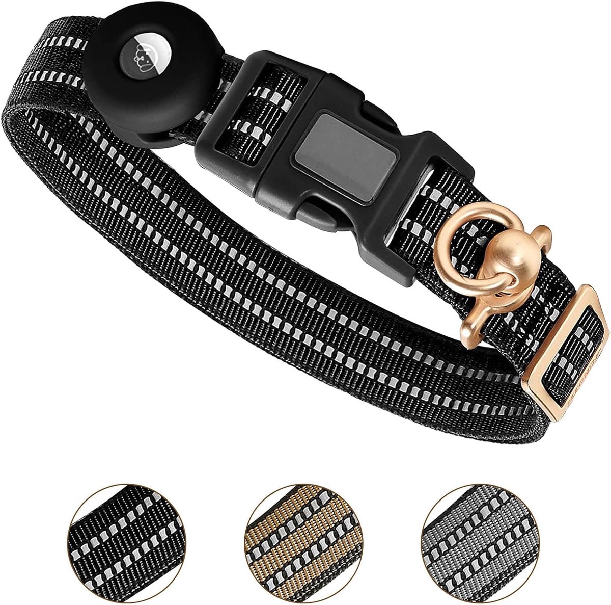 SnelShoppen - Tactical Dog Collar voor AirTag, Verstelbare Nylon Hondenhalsband met Silicone Houder, Reflecterend, Waterdicht, Voor Middelgrote en Gro
