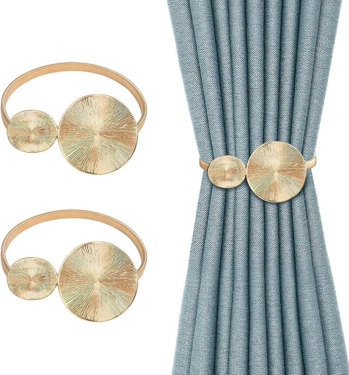 SnelShoppen - Adjustable Curtain Holders 2 Stuks - Luxe Gouden Lotus Leaf - Duurzaam Alloy voor Woonkamer, Slaapkamer, Kantoor