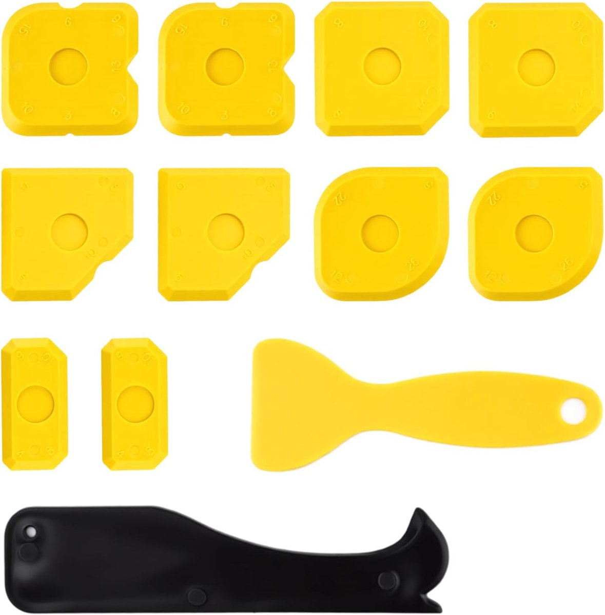 SnelShoppen - 12 Pcs Silicone Puller Set - Silicone Joint Smoothing Tools voor Grout en Acrylaat - Geel - Perfect voor Keuken en Badkamer