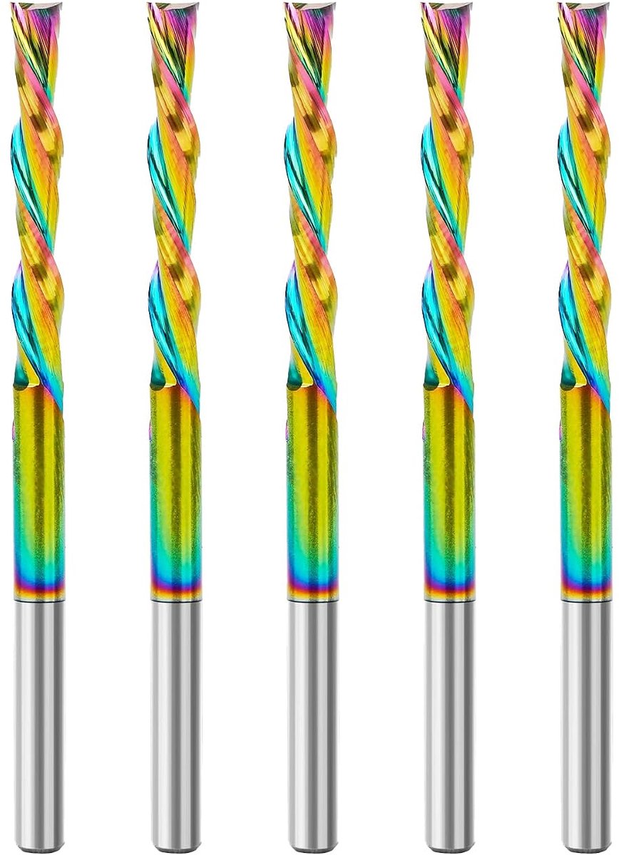 SnelShoppen - Spiral Grooving Mill 3.1mm Shank, Upcut, 22mm Snijlengte, DLC Coated, VHM Frees Cutter voor Houtbewerking, 2 Snijkanten, Precisie Groef