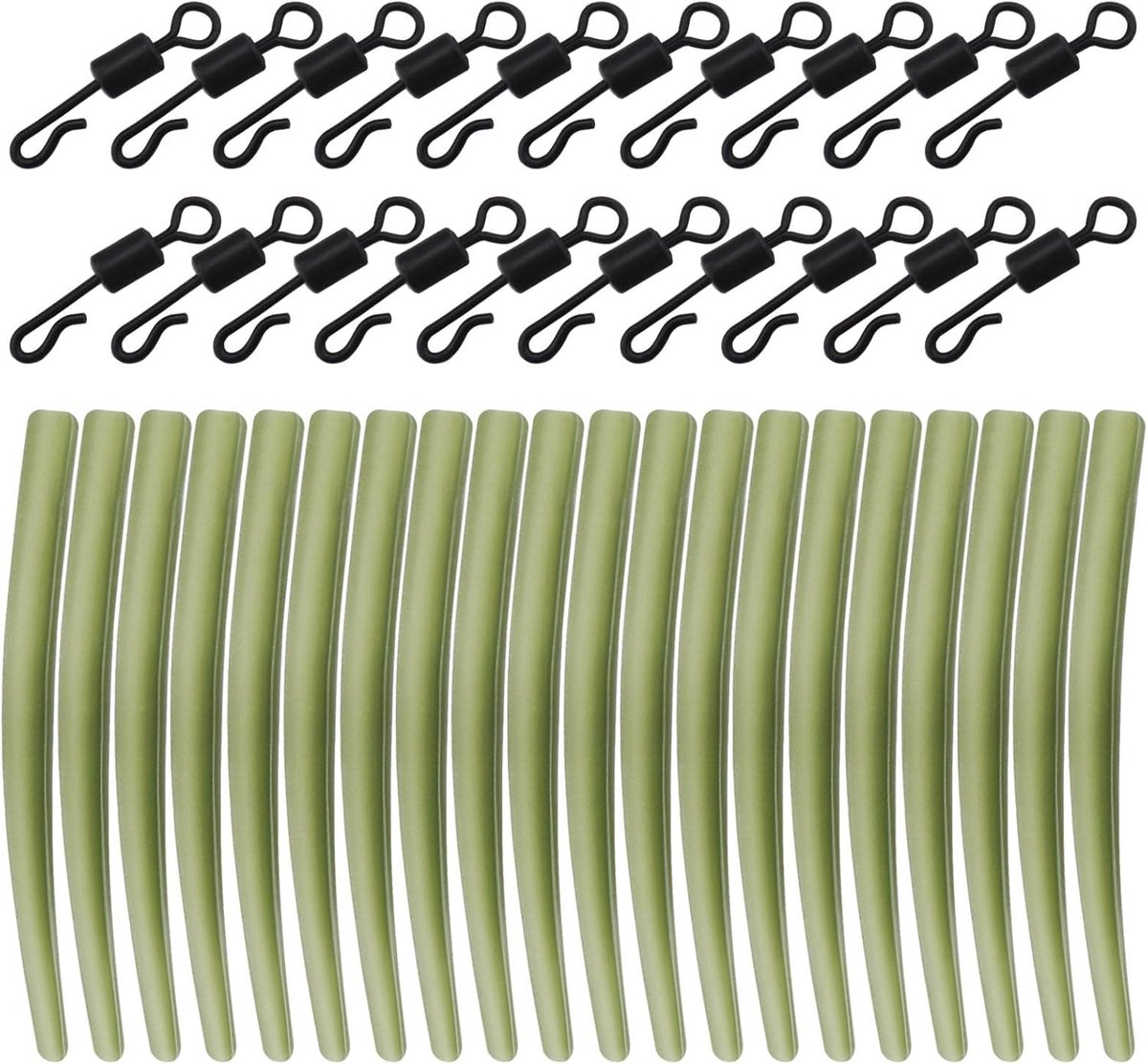 SnelShoppen - 40 Pack Anti-Tangle Sleeves & Quick Release Vertebrae voor Karpervissen - Hoogwaardige Carbon Staal en Rubber - Perfect voor Zoet en Zou