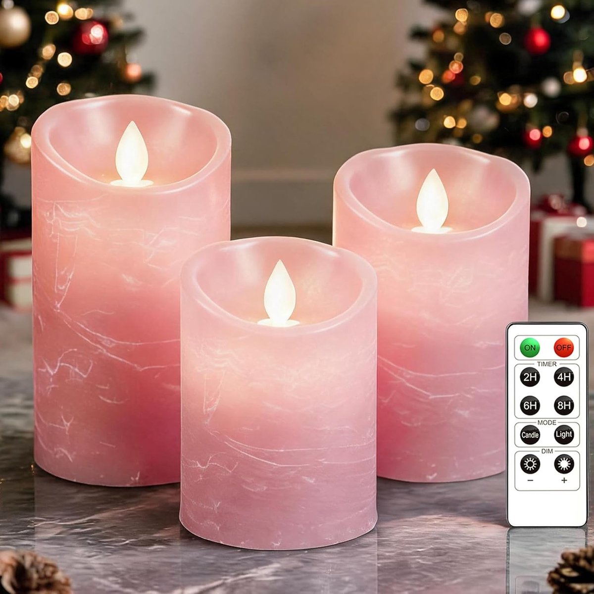 SnelShoppen - Set van 3 LED Kaarsen, Flameless LED Theelichten met Timer en Afstandsbediening, Flickering Vlam, Warm Wit Licht, Dimbaar voor Thuis, Fe
