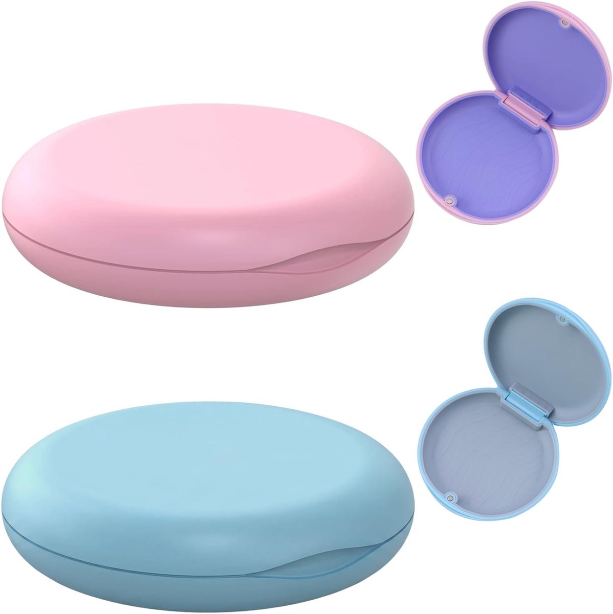 SnelShoppen - 2x Invisalign Compatibele Dental Devices en Aligners - Onzichtbare Beugels, Mondbeschermer, Bruxisme Rails, Blauw en Roze, Sterke Magnet