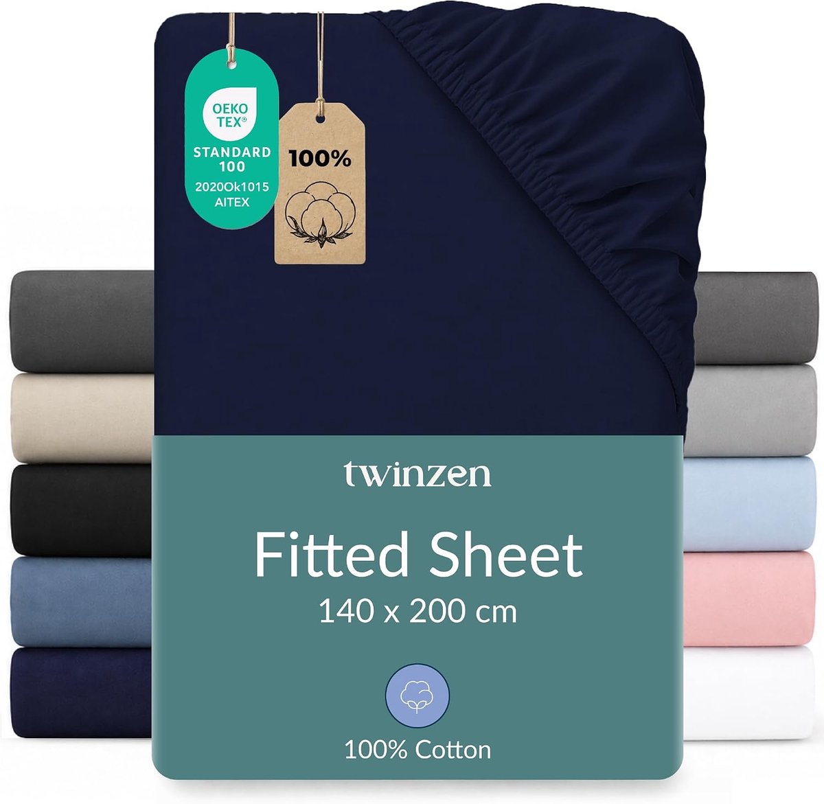 SnelShoppen - Fitted Sheet 140x200 / 140x190 cm - 100% Katoen Jersey - Donkerblauw - Ademend en Oeko-Tex Gecertificeerd - Perfecte Pasvorm en Gemakkel