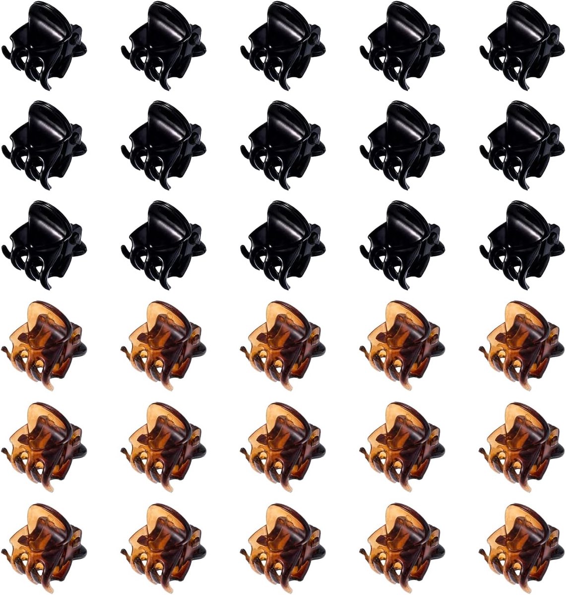 SnelShoppen - 30pcs Mini Haar Clips - Plastic Haar Claw Clips - Non Slip Haar Klauwen voor Vrouwen en Meisjes - Zwart + Bruin - Perfect voor Alle Haar