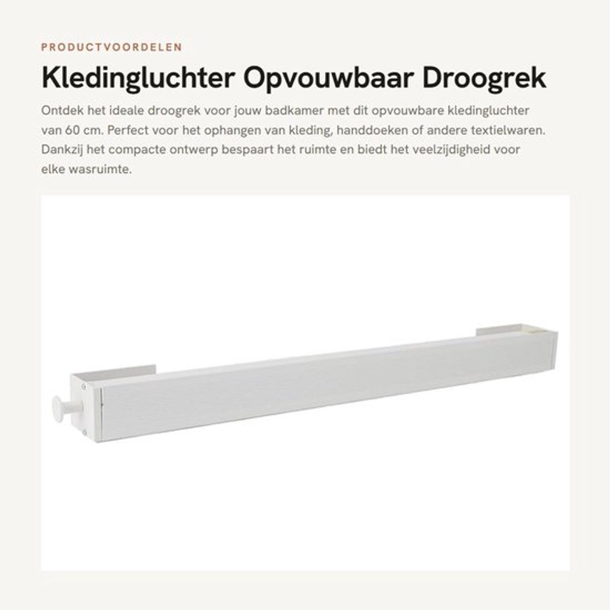 Kledingluchter 60 cm - Wandgemonteerd - Opvouwbaar - Multifunctioneel - Ruimtebesparend - Premium materiaal - Wasdroogrek