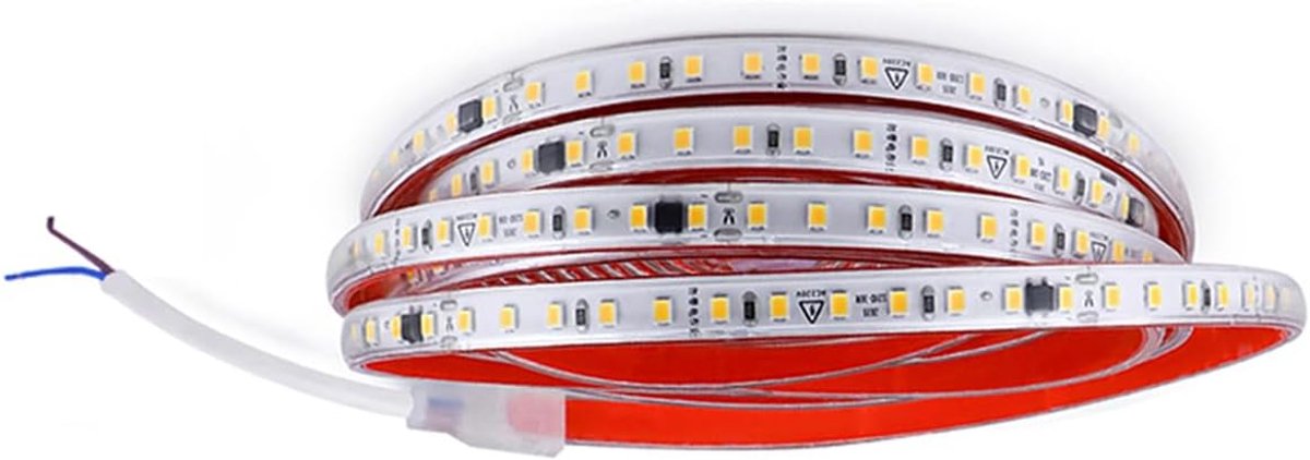 SnelShoppen - 2m LED strips met IC, Warm Witte LED Lichtstrip, Direct op AC 220V, Zelfklevende 2835 SMD 120 LED's/m, IP65 Waterdichte Strip voor Tuin,