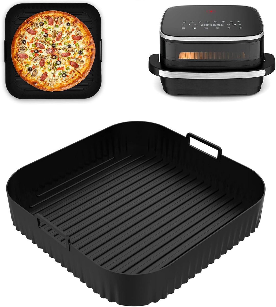 SnelShoppen - Air Fryer Silicone Vorm 27 x 27 cm, Herbruikbaar en Antikleef, Geschikt voor Vierkante Airfryers, Keukenaccessoires voor Gezonde Maaltij