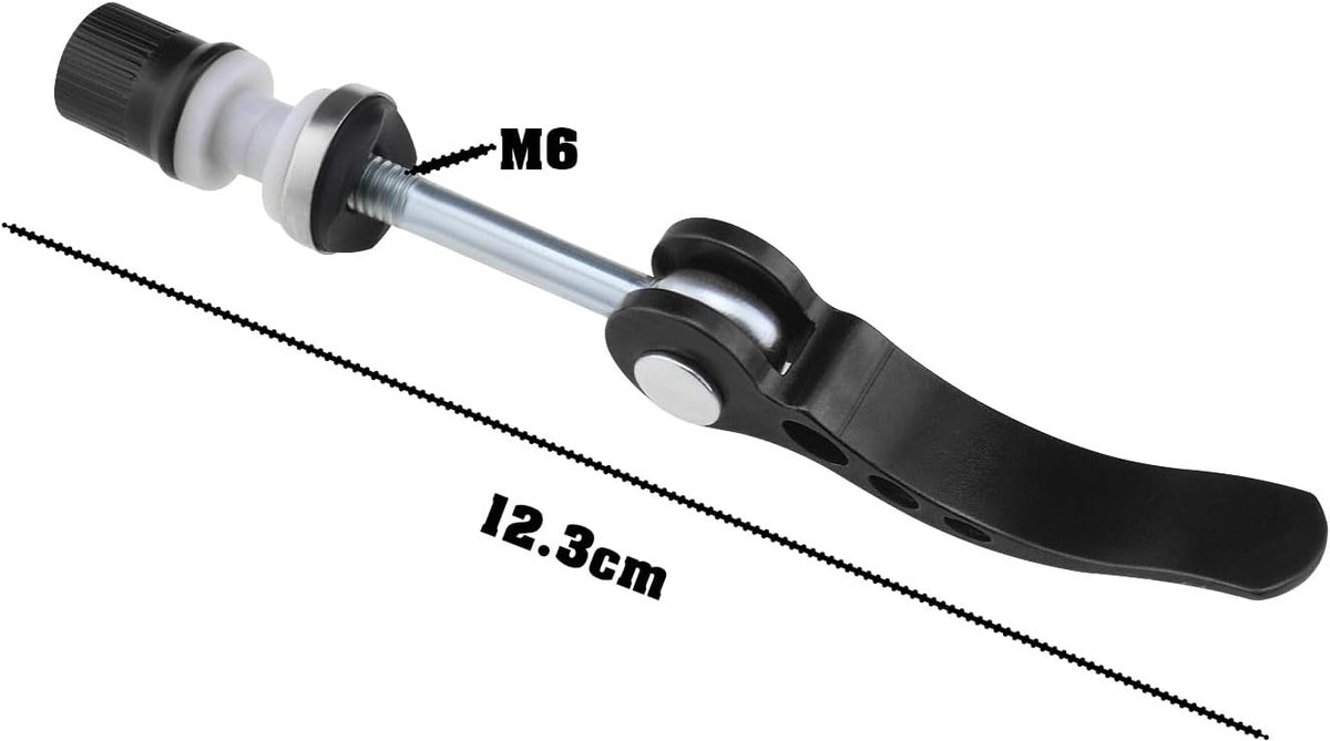 SnelShoppen - 2x M6×65mm Fietszadel Klemset - Snelle Ontgrendelingsbouten voor Fiets - Aluminium Legering - Zwart - Voor Racefiets en Mountainbike