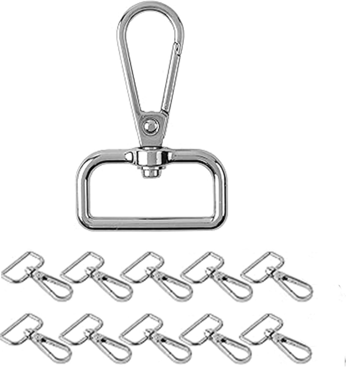 SnelShoppen - Pack van 10 Sleutelhangers, D-Ringen, Carabiners met Draaihaak, 360° Rotatie, Sleutelhanger voor Sieraden, Handtassen, Camping, Outdoor