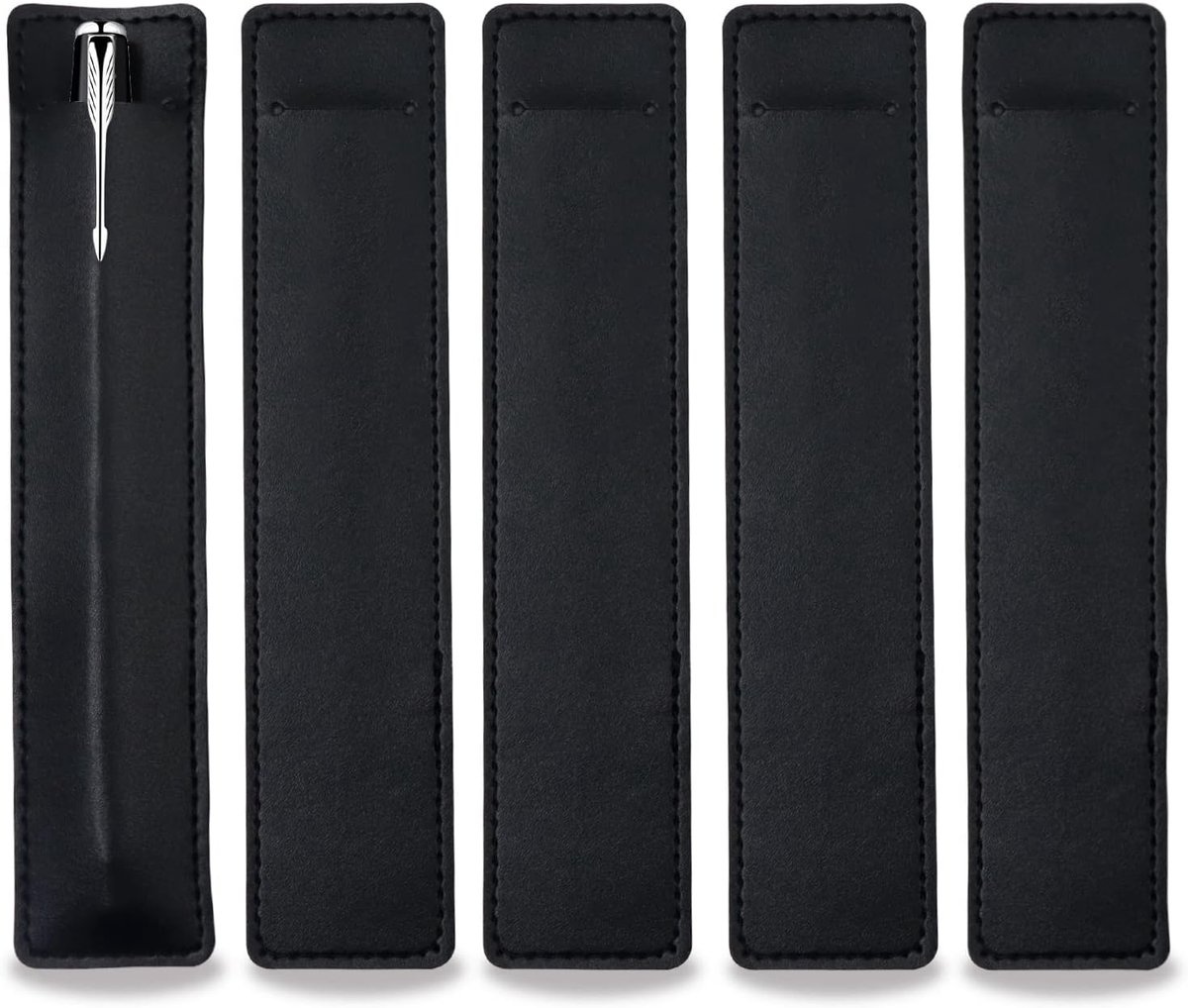 SnelShoppen - 5 Pcs Lederen Penetui voor Fijnschrijvers, Zachte Pennenhouder voor Mannen en Vrouwen, Beschermhoes voor Balpen en Potlood, Perfect voor