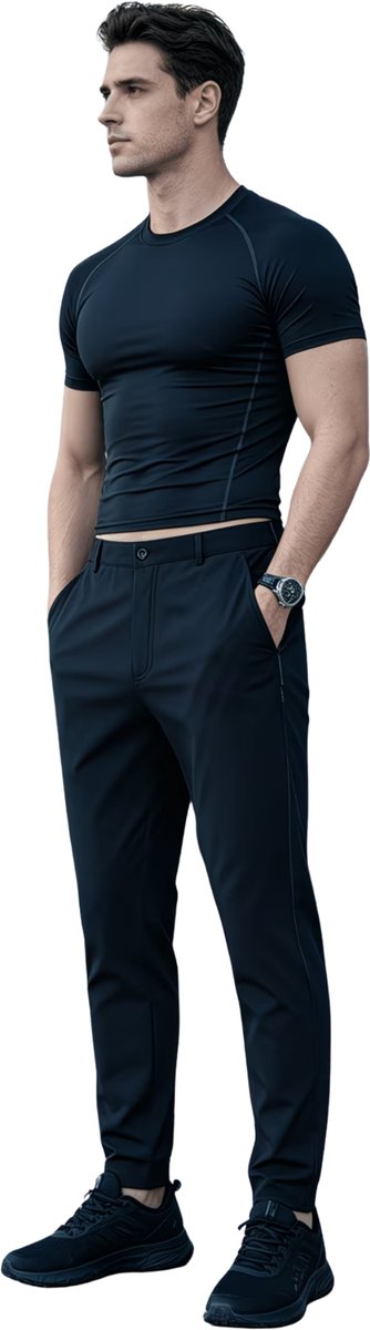 Currero Pantalon Heren Chino Regular Fit Golfbroek Nette Broek Elastische Tailleband Volwassenen XS Blauw