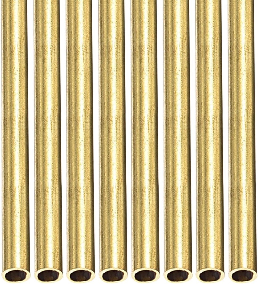 Messing buis 2,5 mm x 0,2 mm x 300 mm voor machineuitrusting en doe-het-zelf projecten, 8 stuks, ronde metalen slangen voor decoratieve toepassingen