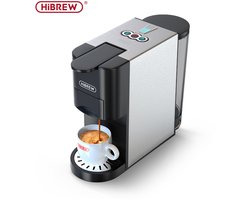 HiBREW H3D 4-in-1 Koffiecupmachine - 20 Bar - Voor NS/DG/ESE/Pods & Gemalen Koffie - Warm & Koud - 7 Waterniveaus - Roestvrijstaal - Zwart