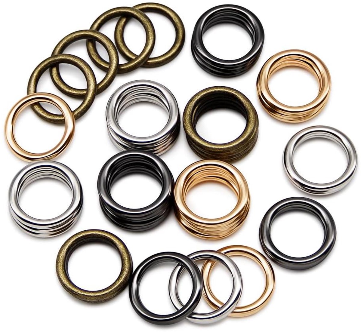Metalen O-ringen - Knutselringen Set - Doe-het-zelf Projecten - Roestvrij Staal - 15mm 40 Stuks - Kleurenmix