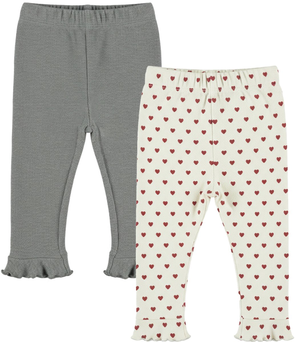 Dirkje Meisjes 2 Pack Legging - Mid gray melee
