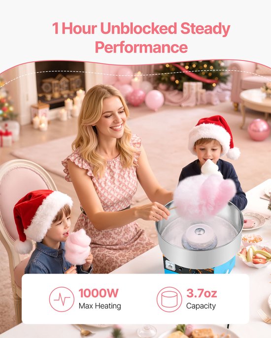 VEVOR 1000W Elektrische Snoep Floss Maker, 38cm Katoenen Snoep Machine (Blauw) — afbeelding 5