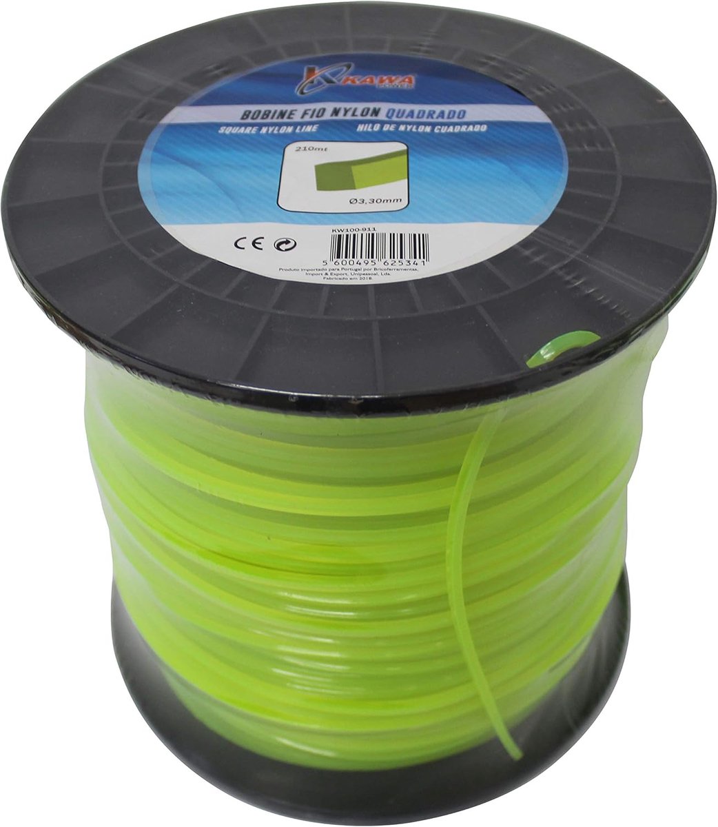 SnelShoppen - Nylon Draad voor Grastrimmer 3.3mm 210m Vierkant Groen - Ideaal voor Tuinonderhoud, Grasmaaien en Buitenshuis Gebruik