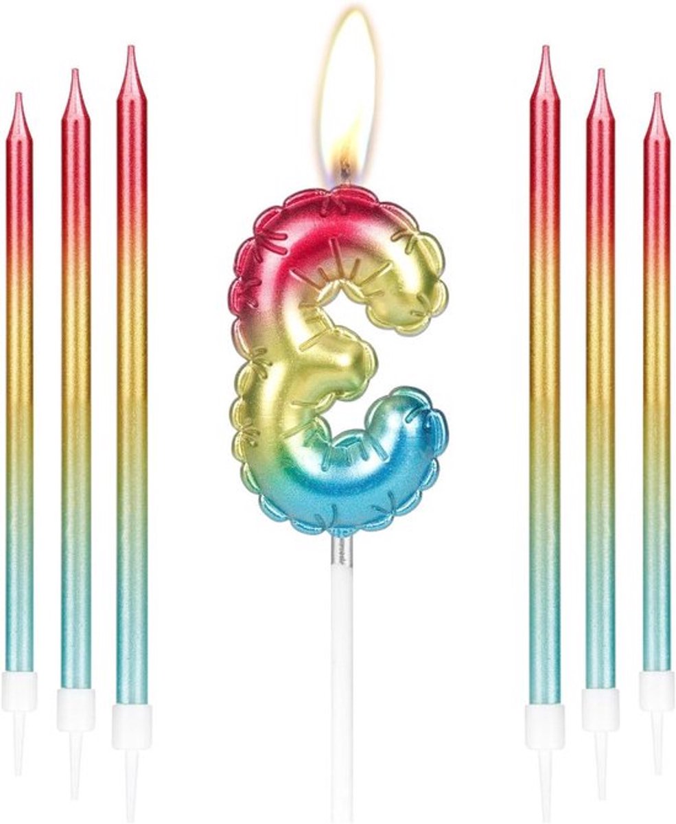 Regenboog 3e Verjaardag Kaarsen voor Cake - Rood Goud Blauw - Jongen Meisjes Mannen Vrouwen Verjaardagsfeest