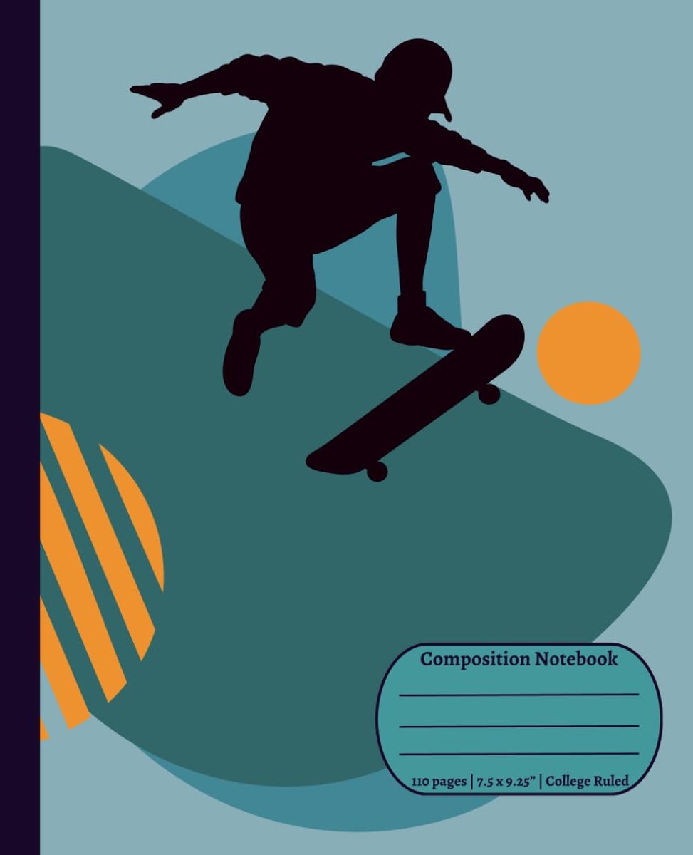 SnelShoppen - Skateboarding Composition Notebook - College Ruled - Skateflow Collection - Grijs Azure Abstract Design - Skateboarder Journal voor Tien