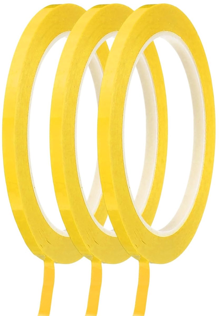 SnelShoppen - 5mm x 66m Fine Lines Tape - Donkergeel - 3 Rollen PET Zelfklevende Decoratieve Tape - Waterdichte Markeringstape voor Kantoor en Huishou