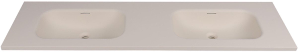 Saniclass Torino Meubelwastafel - 160.5x46x17.5cm - solid surface - 2 wasbakken - zonder kraangaten - off-white