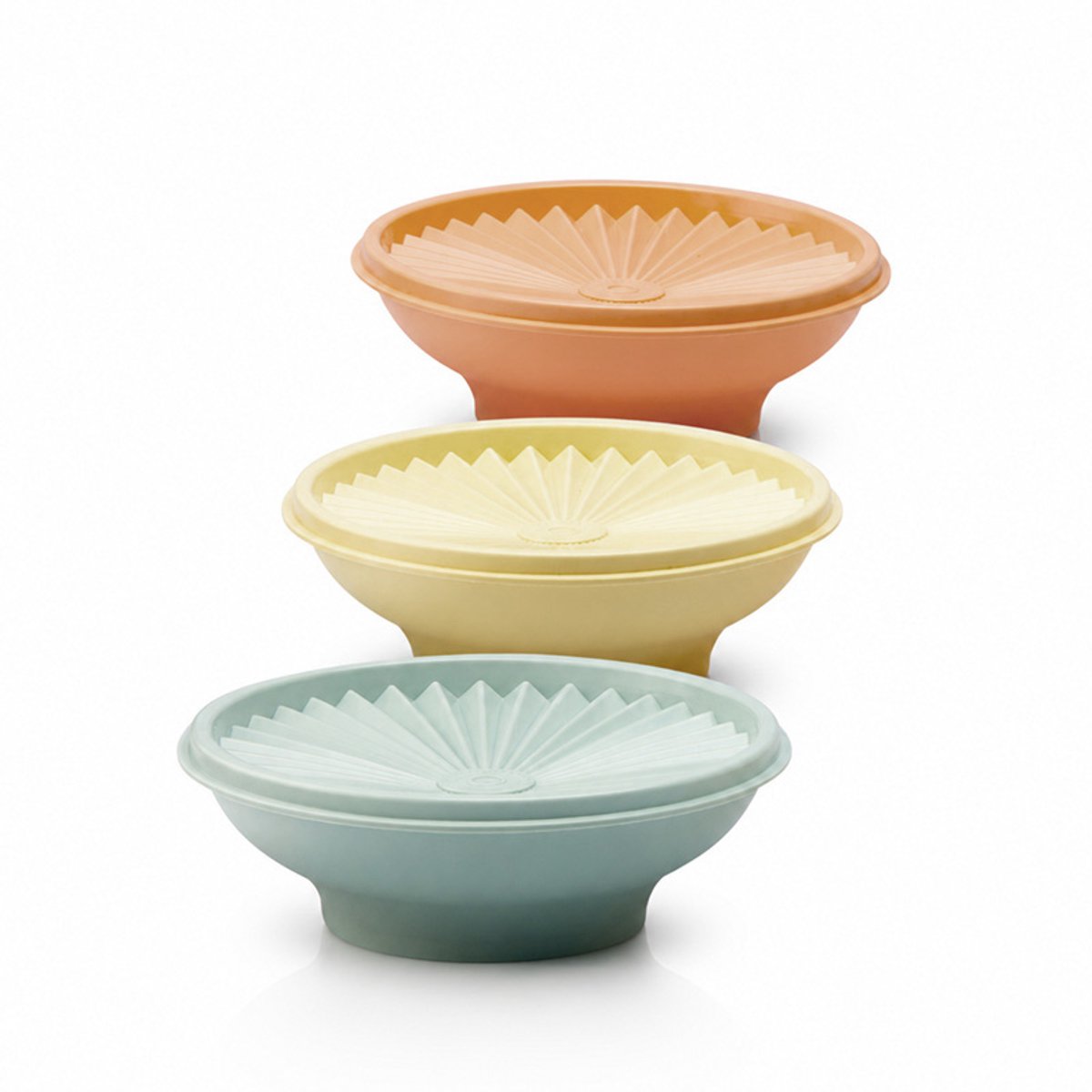 Tupperware 3 Vintage Zonnedeksel Kommen - Retro Zonnekommen Schalen Bakjes