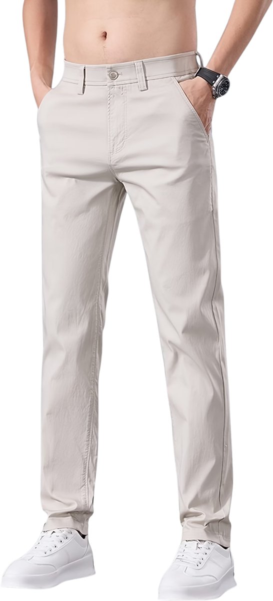 Currero Pantalon Heren Chino Regular Fit Golfbroek Nette Broek Met Elastische Tailleband Volwassenen L/XL Abrikoos