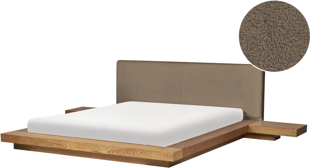 ZEN - Tweepersoonsbed - Lichtbruin/Taupe - 160 x 200 cm - MDF