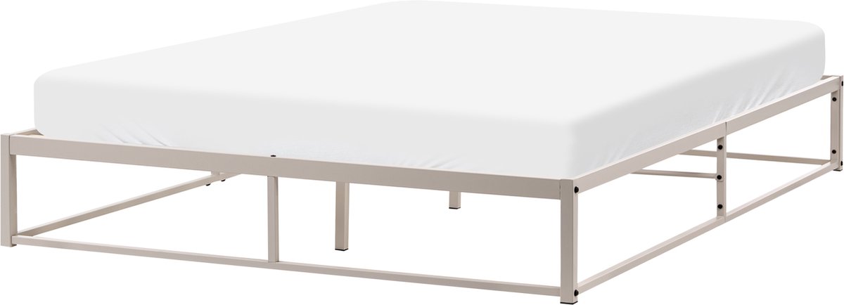 VIRY - Tweepersoonsbed - Lichtbeige - 160 x 200 cm - IJzer